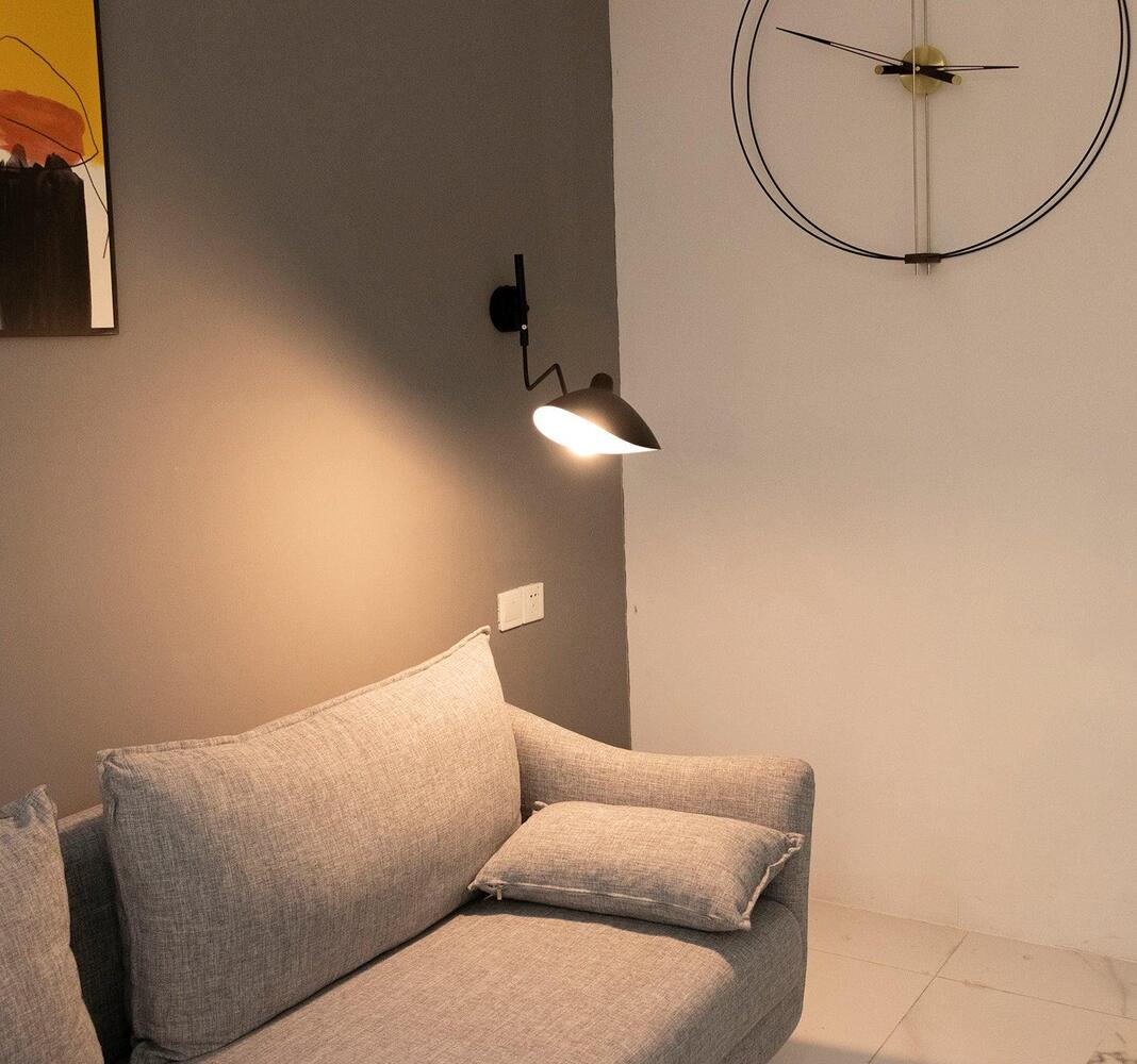 Mid-Century Swing-Arm Wall Sconce with Conical-Shades