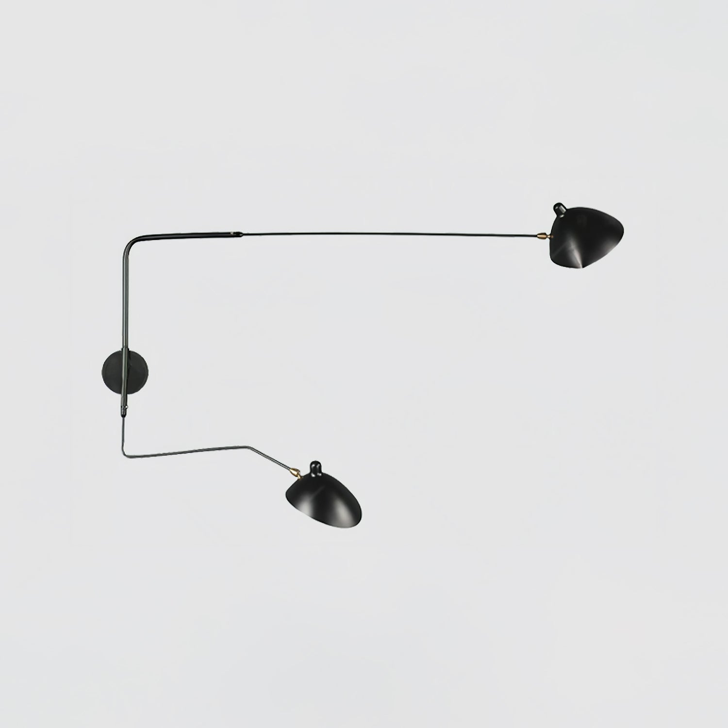 Mid-Century Swing-Arm Wall Sconce with Conical-Shades