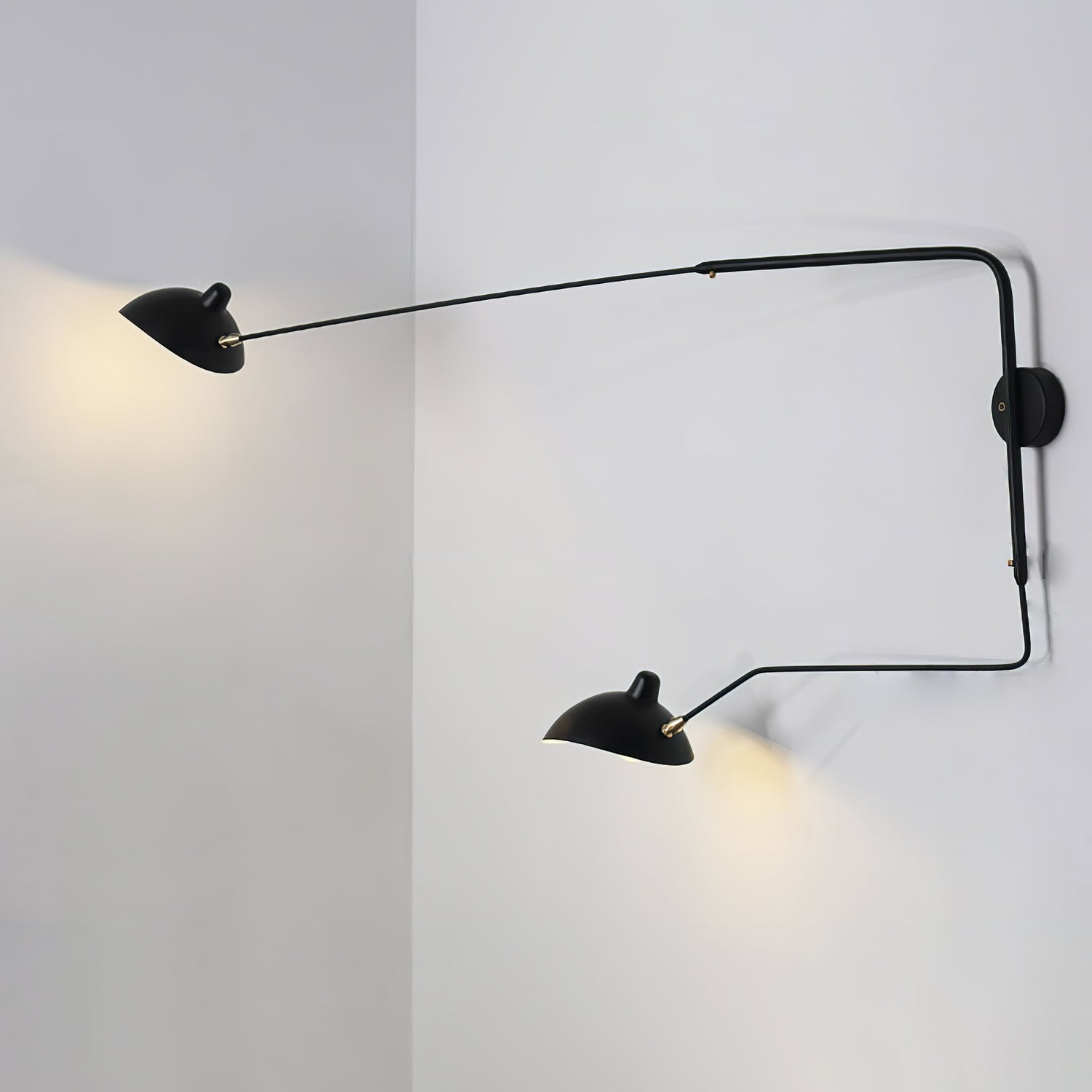 Mid-Century Swing-Arm Wall Sconce with Conical-Shades