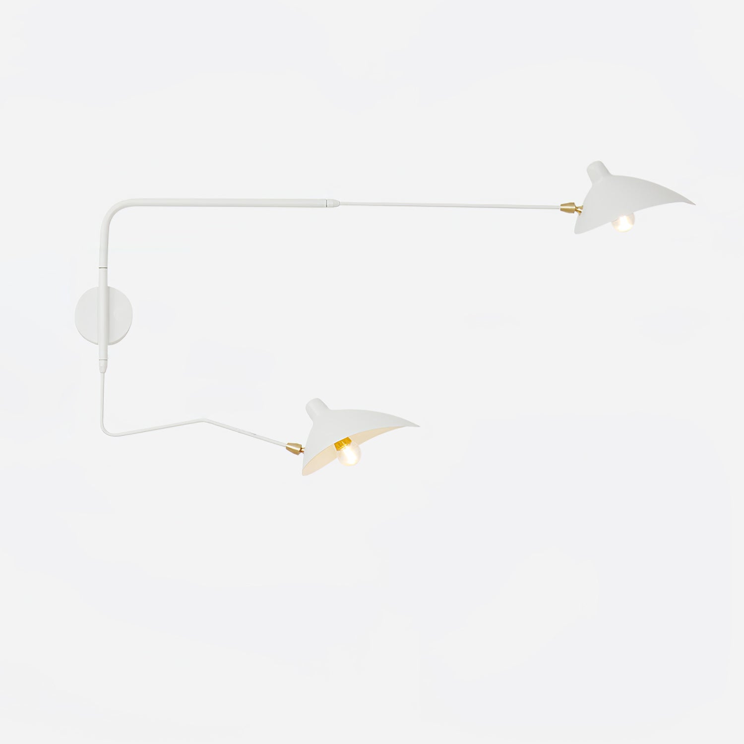 Mid-Century Swing-Arm Wall Sconce with Conical-Shades