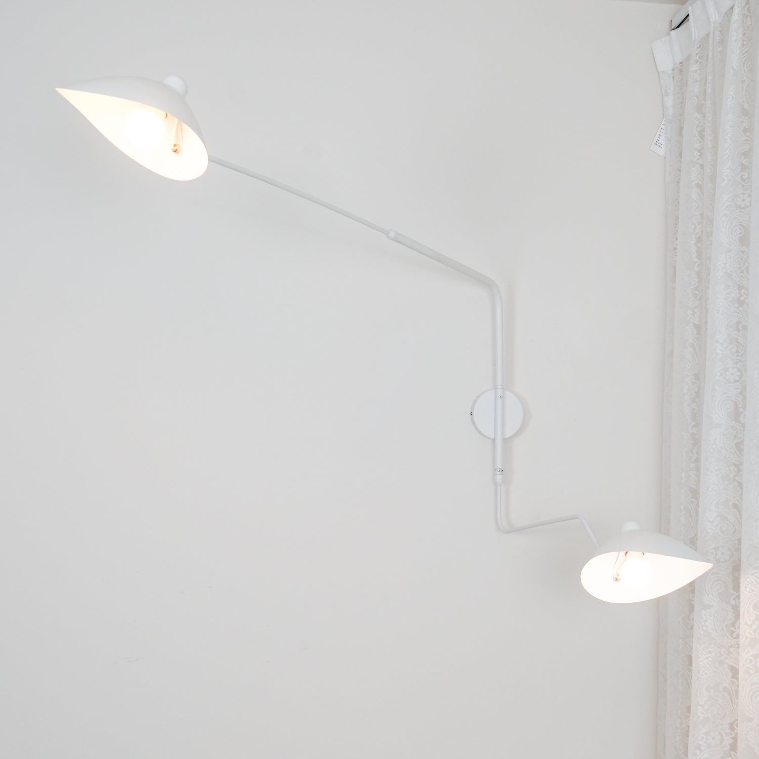 Mid-Century Swing-Arm Wall Sconce with Conical-Shades