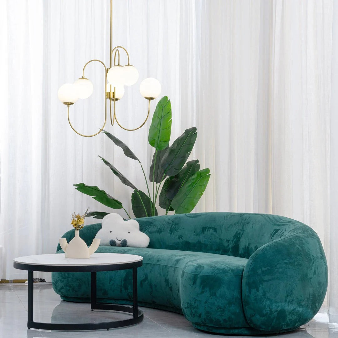 Art Deco Chandelier with Arched Spherical Shades