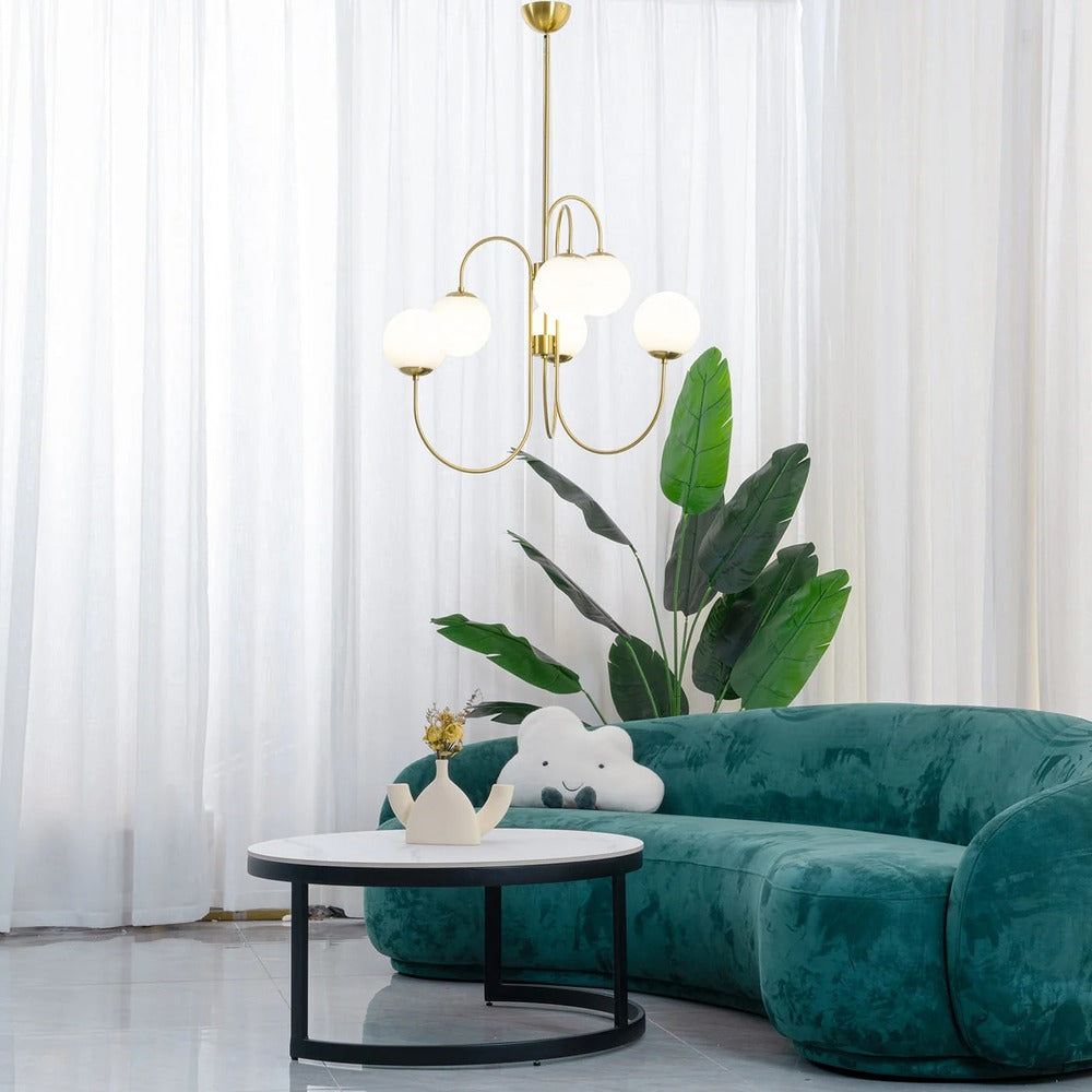 Art Deco Chandelier with Arched Spherical Shades