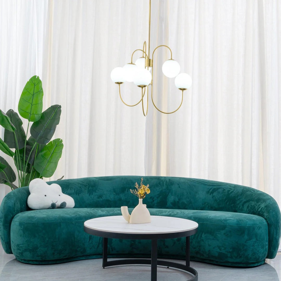Art Deco Chandelier with Arched Spherical Shades