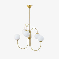 Art Deco Chandelier with Arched Spherical Shades