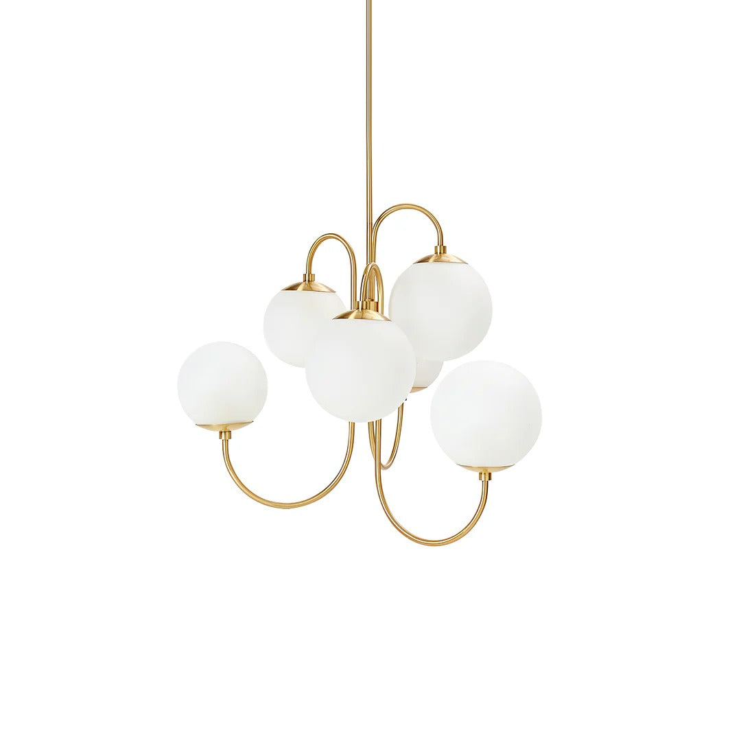 Art Deco Chandelier with Arched Spherical Shades