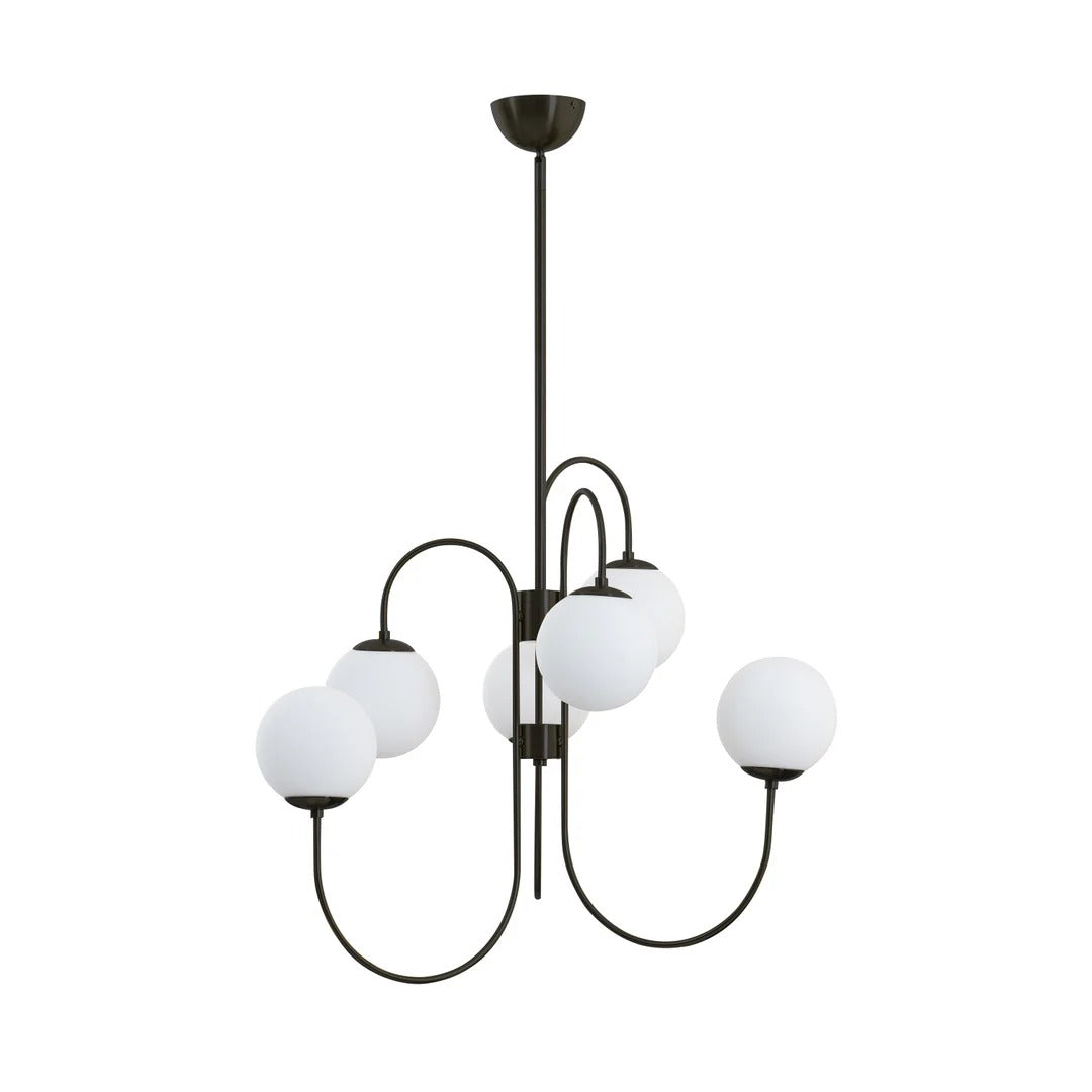 Art Deco Chandelier with Arched Spherical Shades