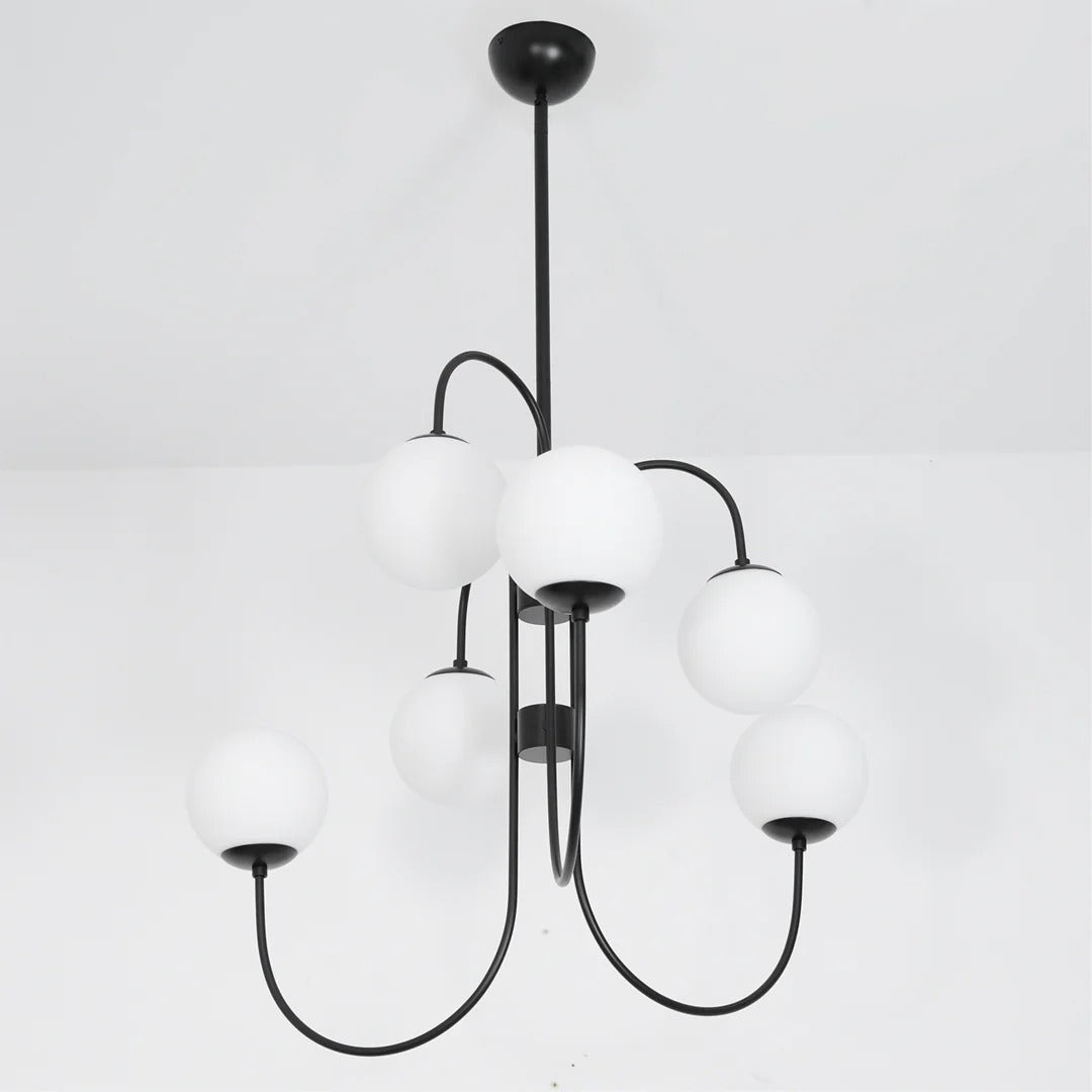 Art Deco Chandelier with Arched Spherical Shades