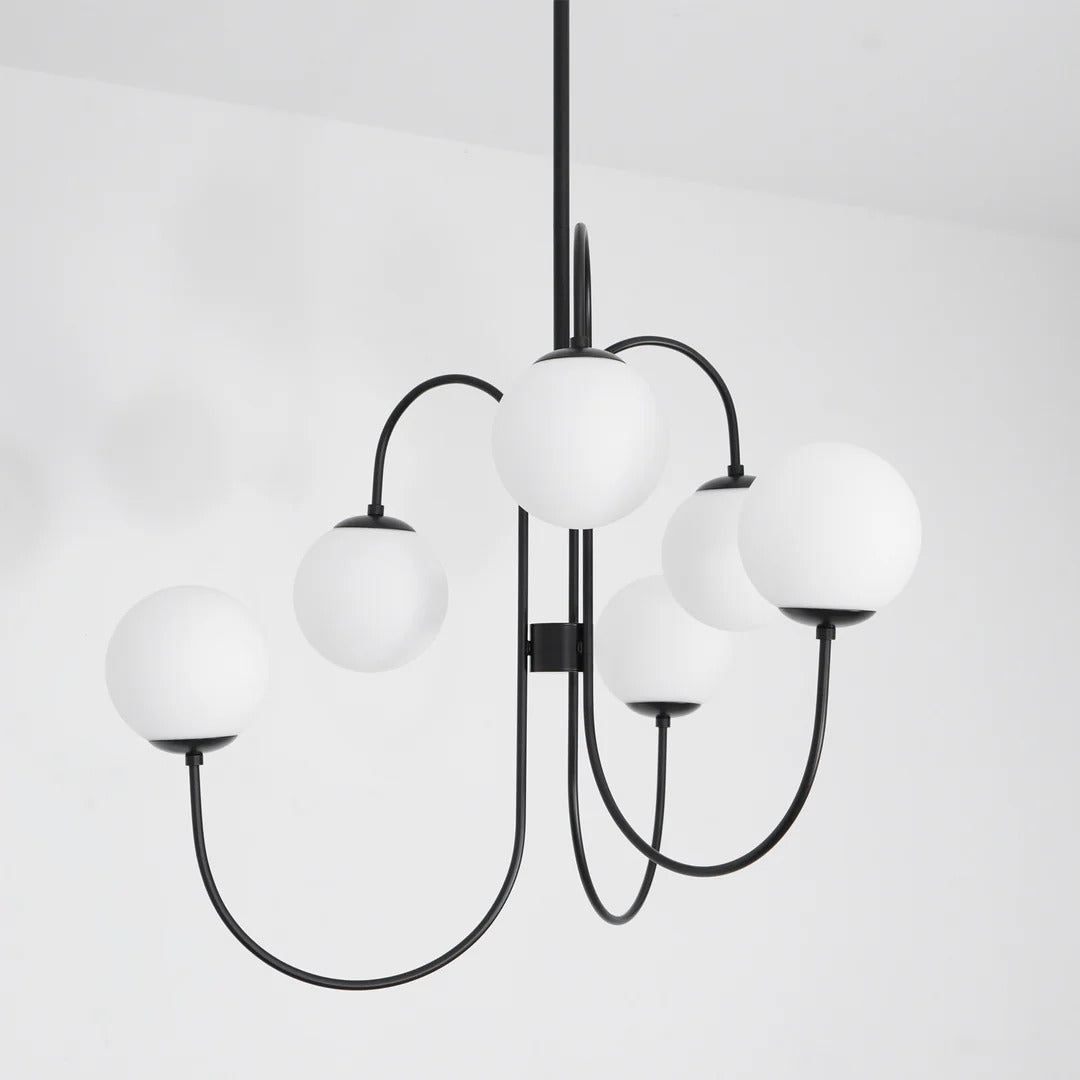 Art Deco Chandelier with Arched Spherical Shades