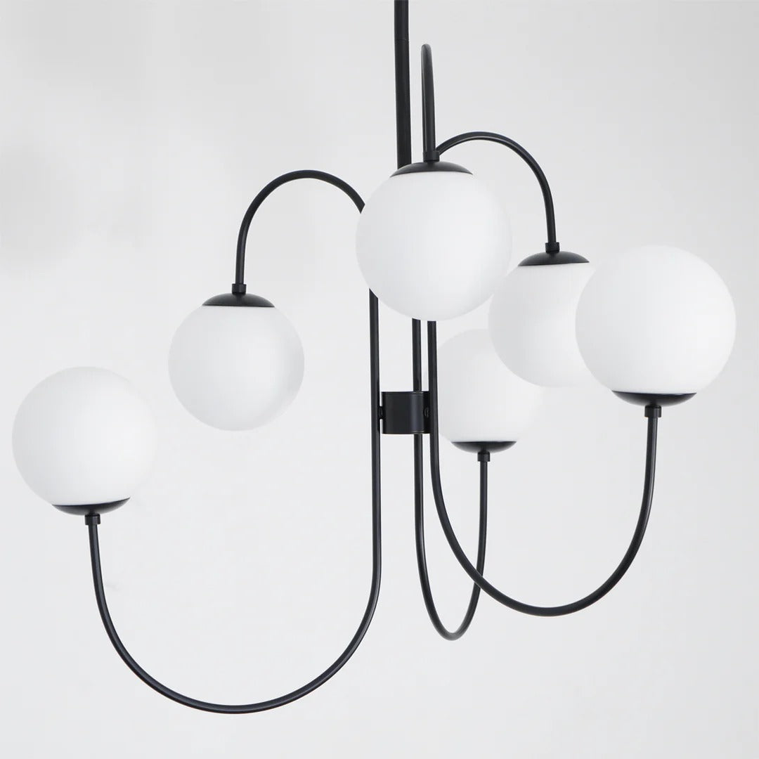Art Deco Chandelier with Arched Spherical Shades