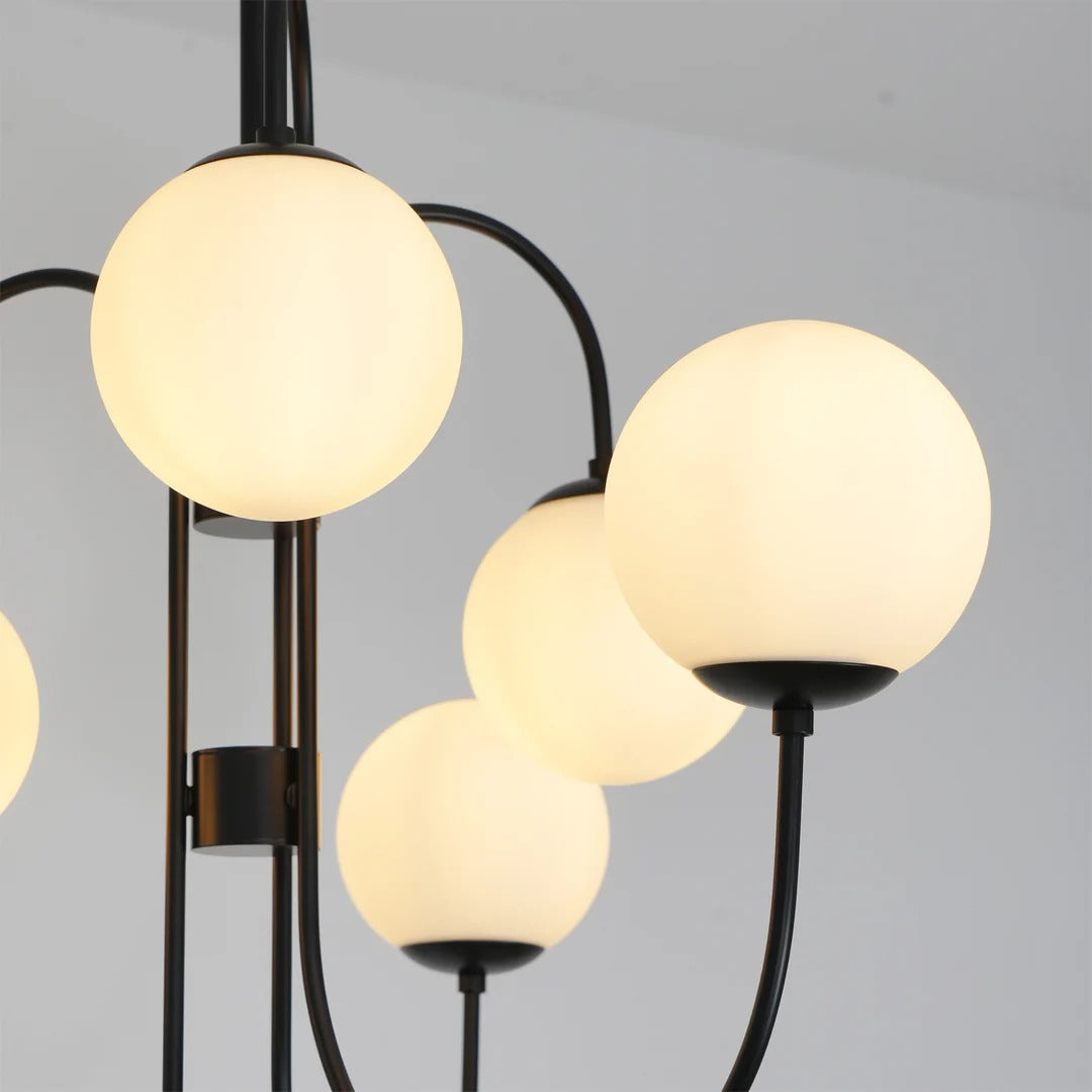 Art Deco Chandelier with Arched Spherical Shades