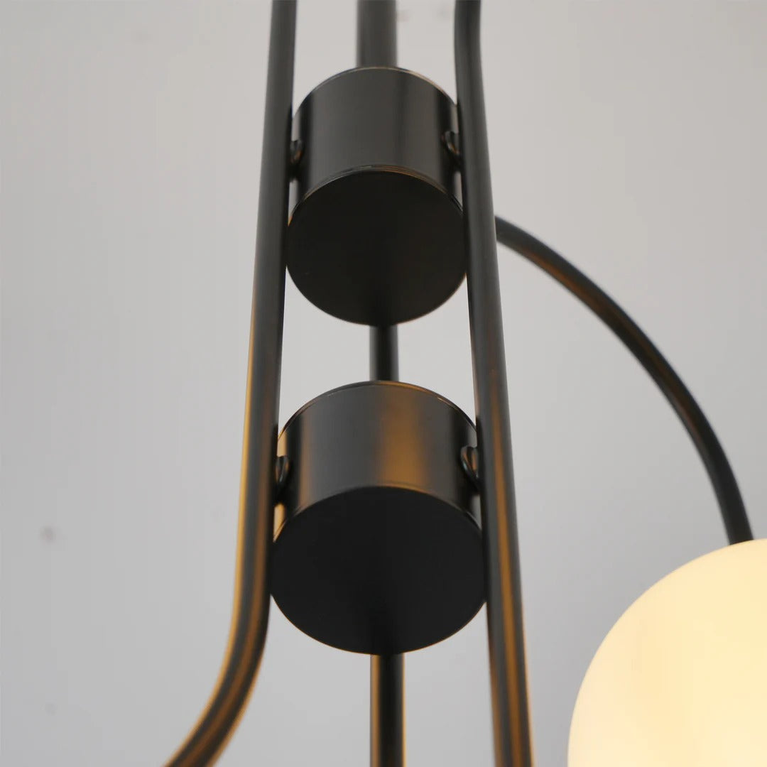 Art Deco Chandelier with Arched Spherical Shades
