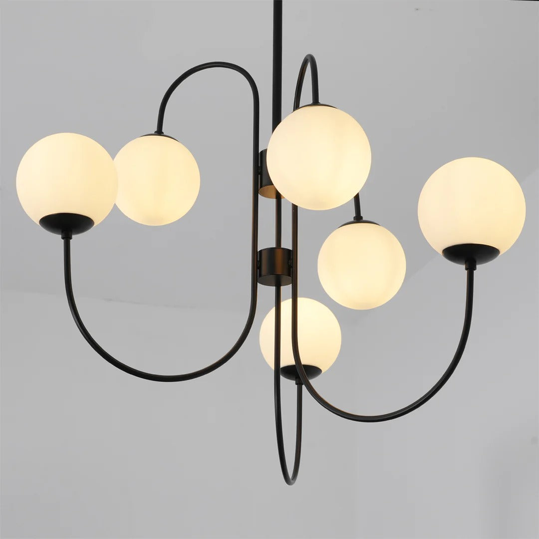 Art Deco Chandelier with Arched Spherical Shades