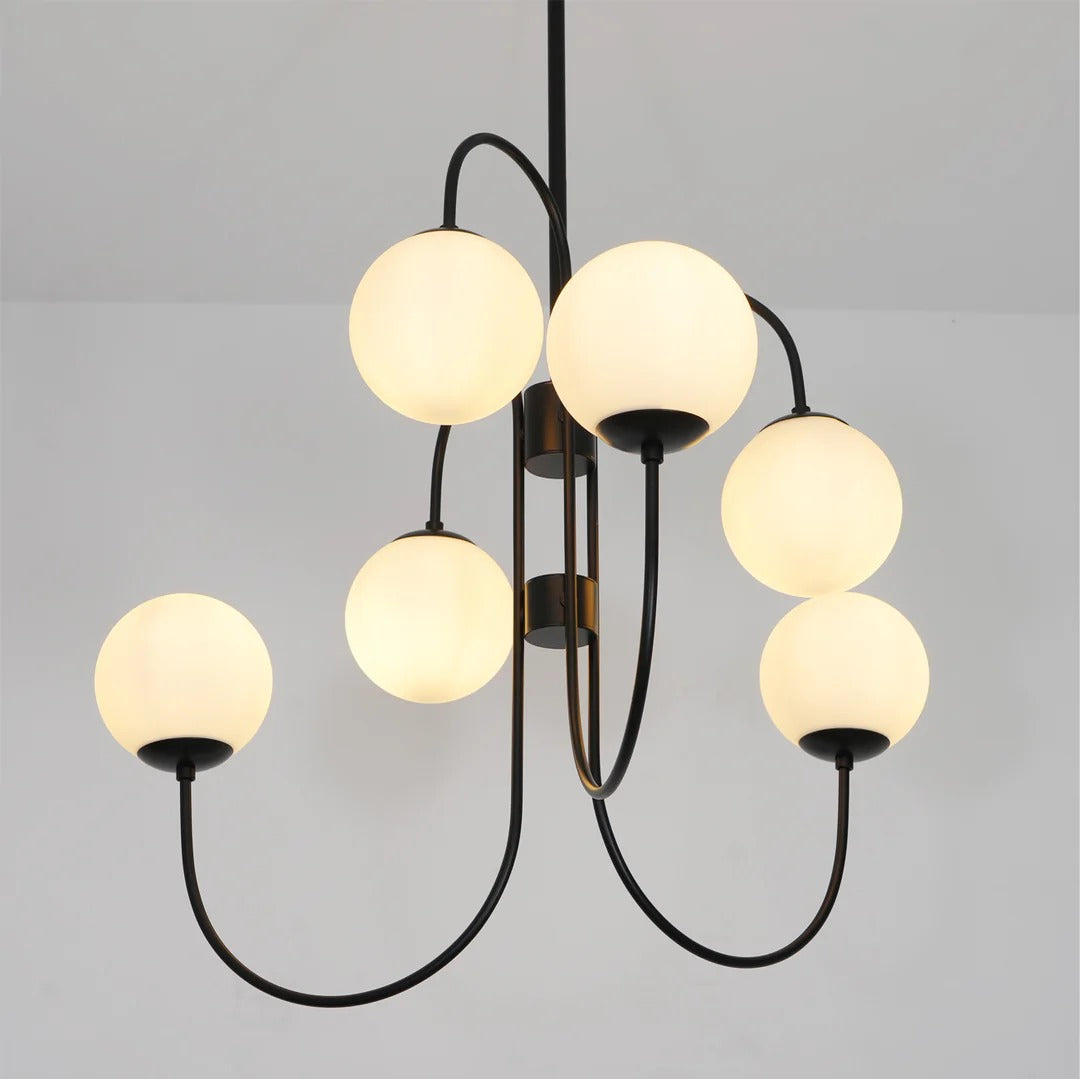 Art Deco Chandelier with Arched Spherical Shades