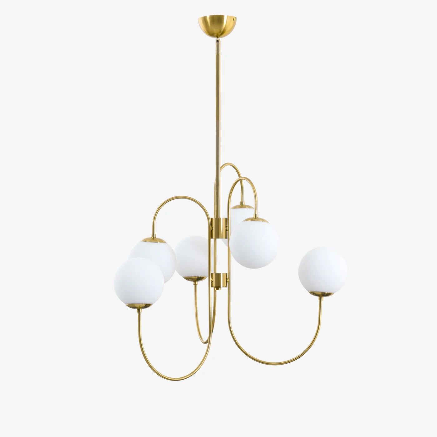 Art Deco Chandelier with Arched Spherical Shades