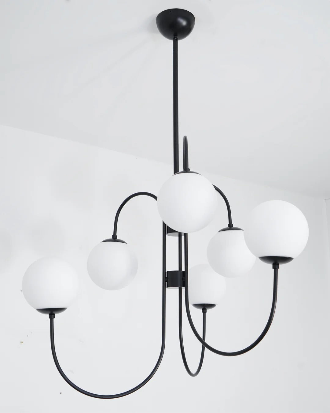Art Deco Chandelier with Arched Spherical Shades