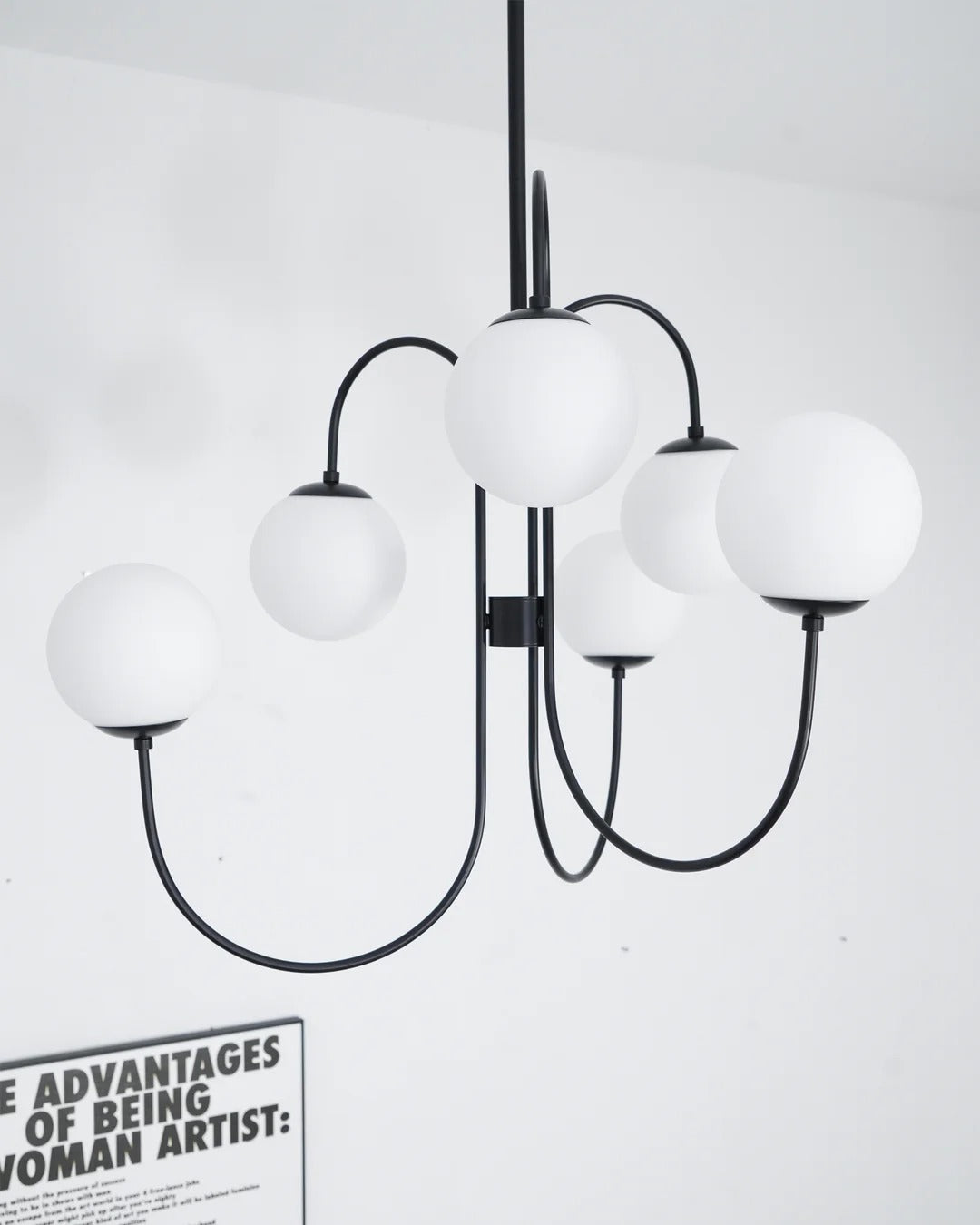 Art Deco Chandelier with Arched Spherical Shades