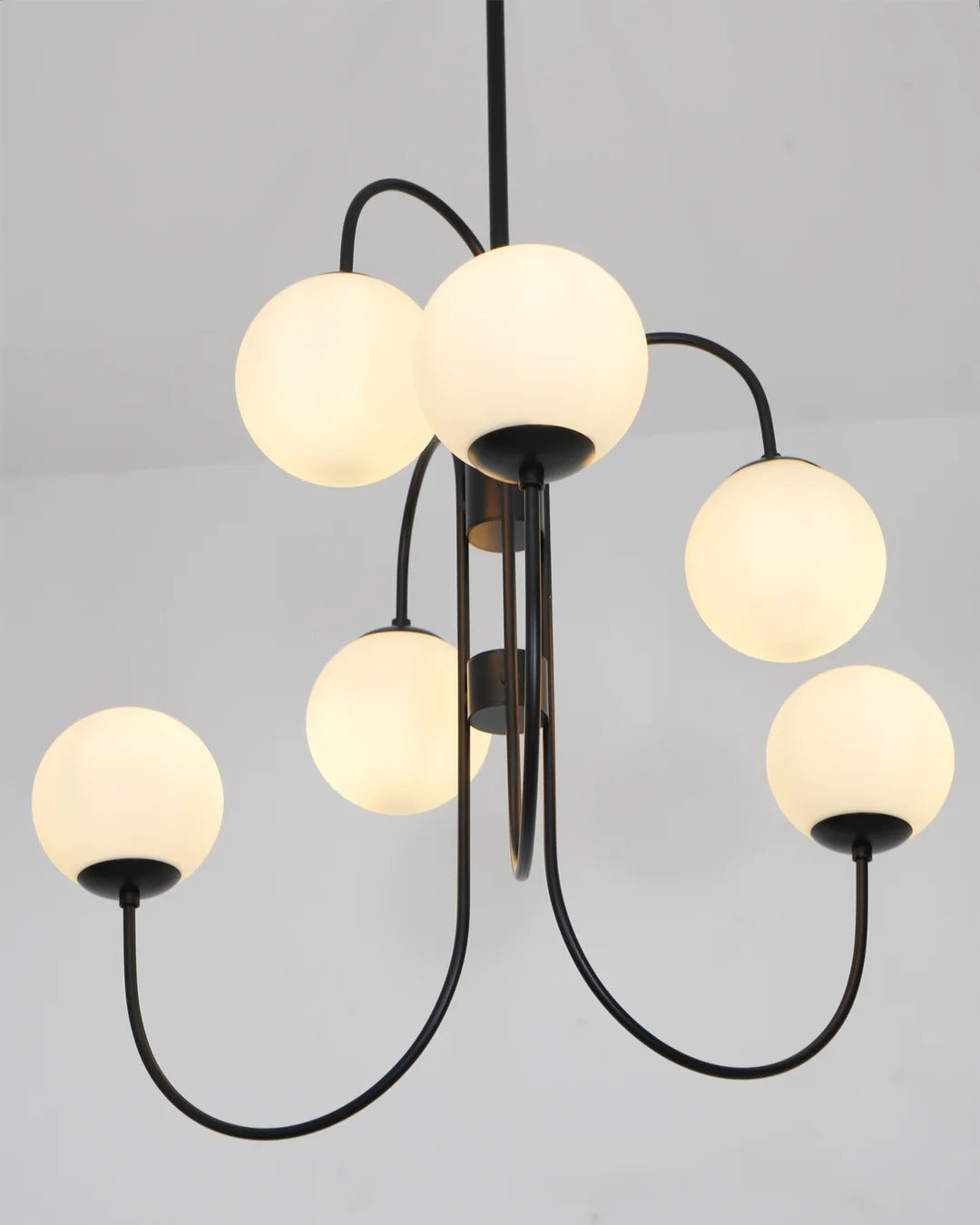 Art Deco Chandelier with Arched Spherical Shades