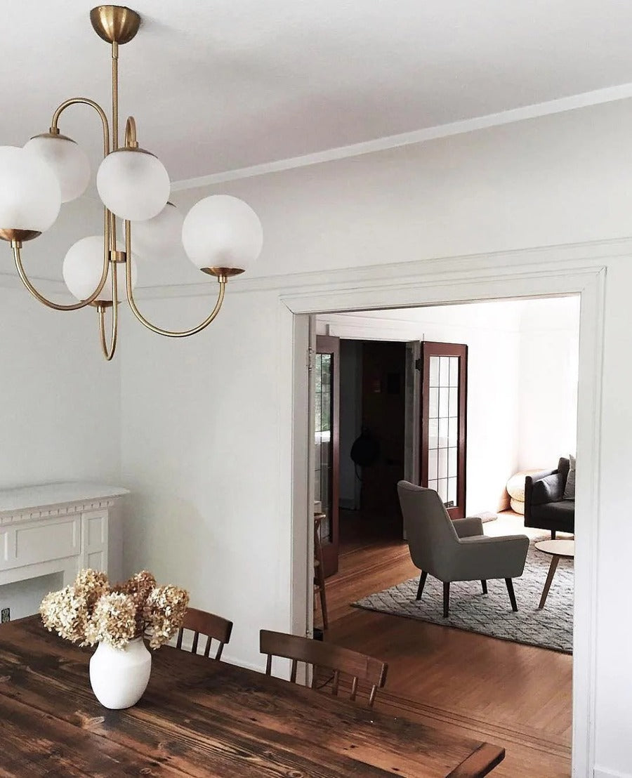 Art Deco Chandelier with Arched Spherical Shades