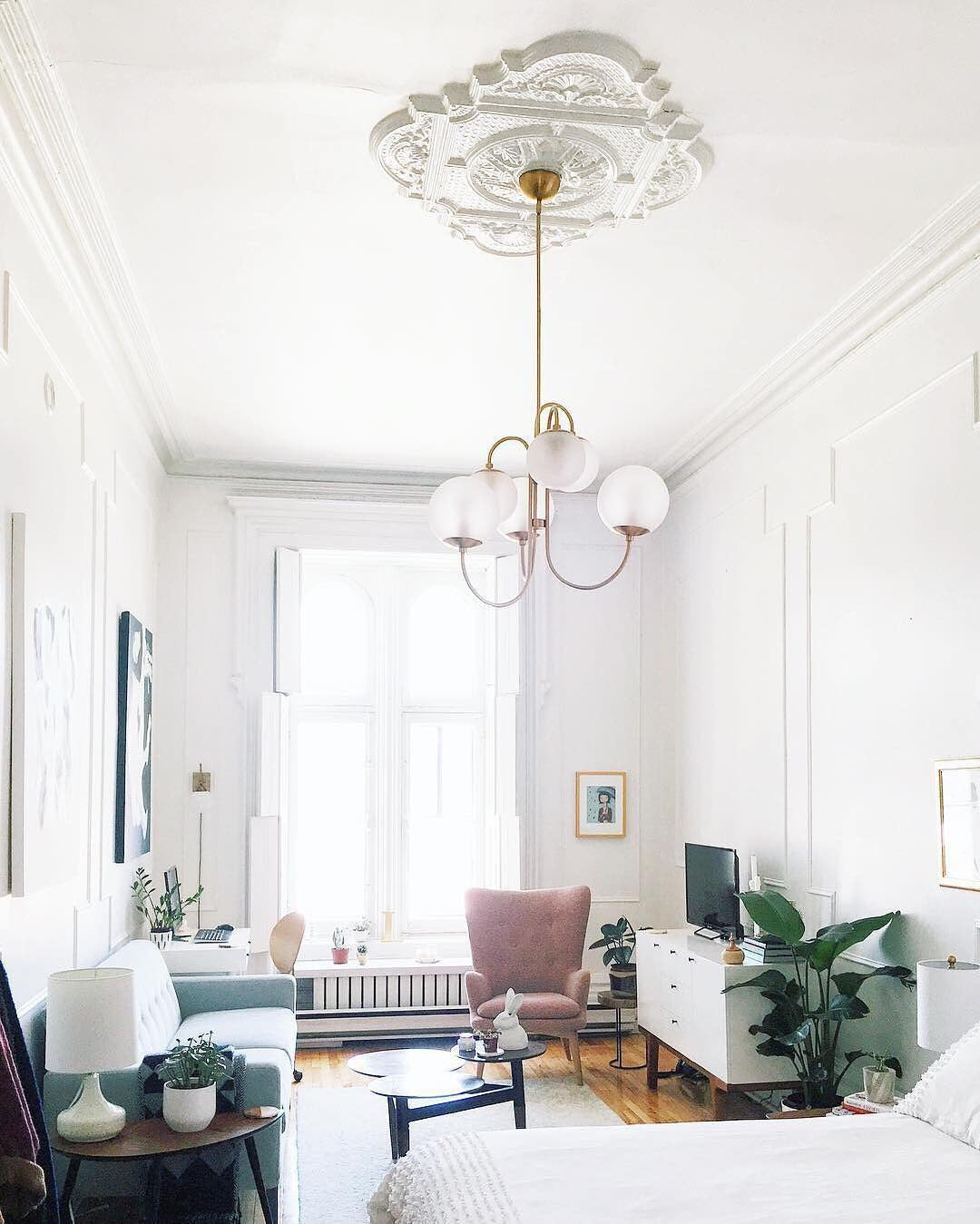 Art Deco Chandelier with Arched Spherical Shades