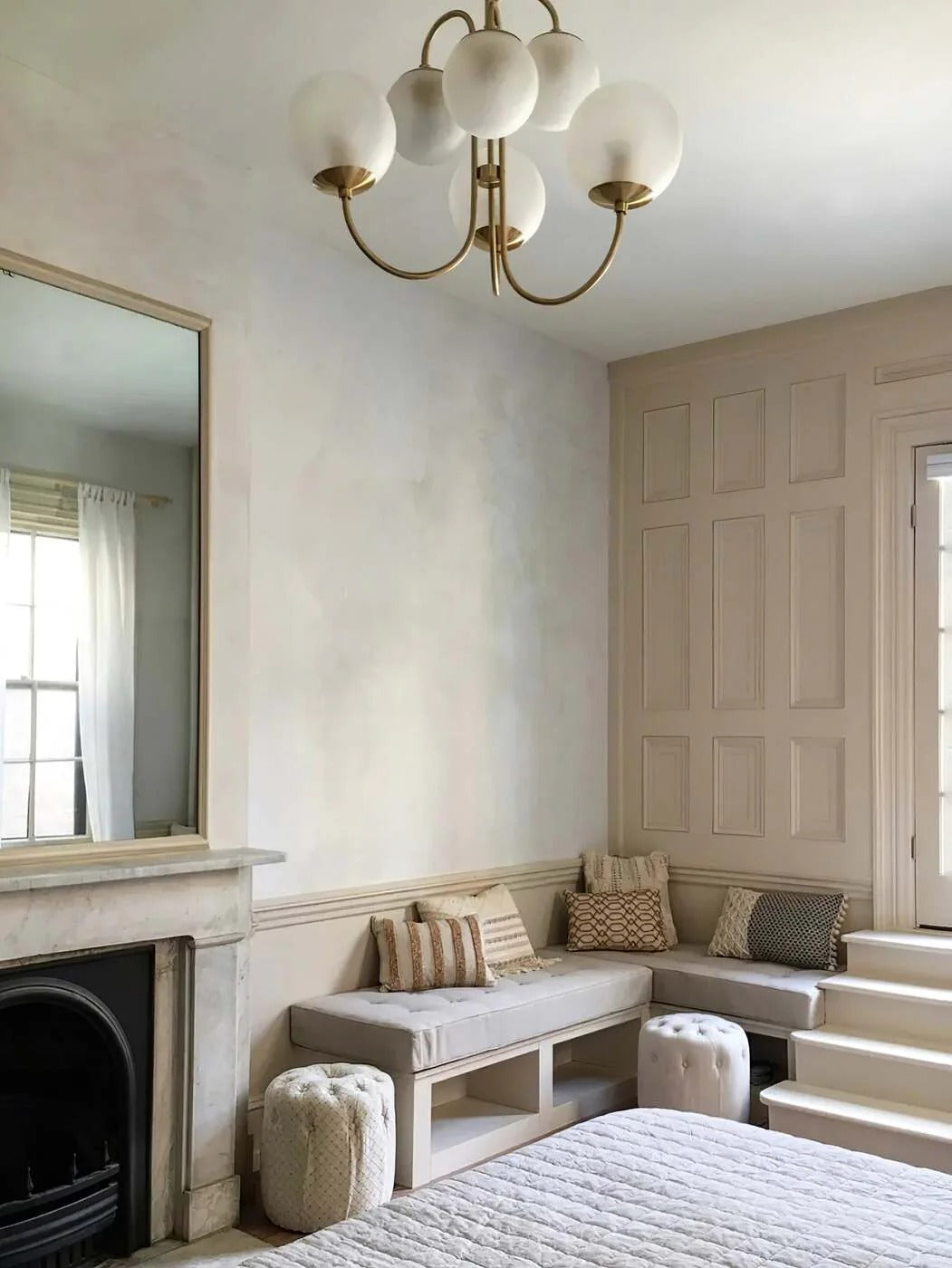 Art Deco Chandelier with Arched Spherical Shades