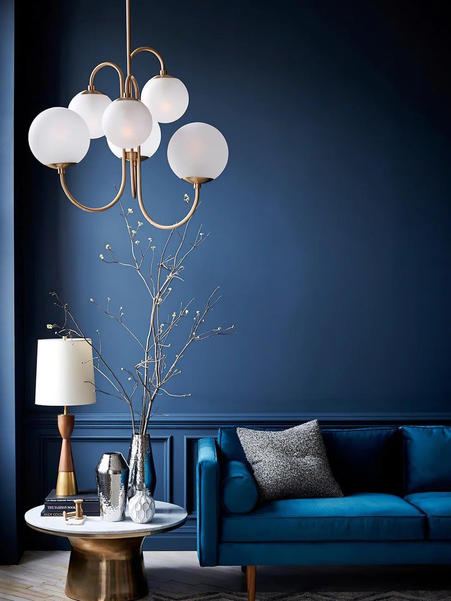 Art Deco Chandelier with Arched Spherical Shades