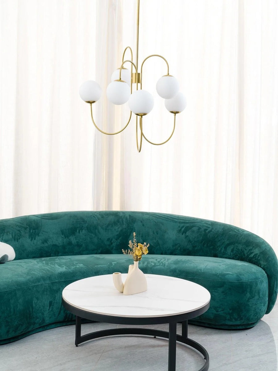 Art Deco Chandelier with Arched Spherical Shades