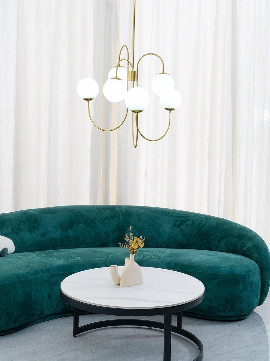 Art Deco Chandelier with Arched Spherical Shades