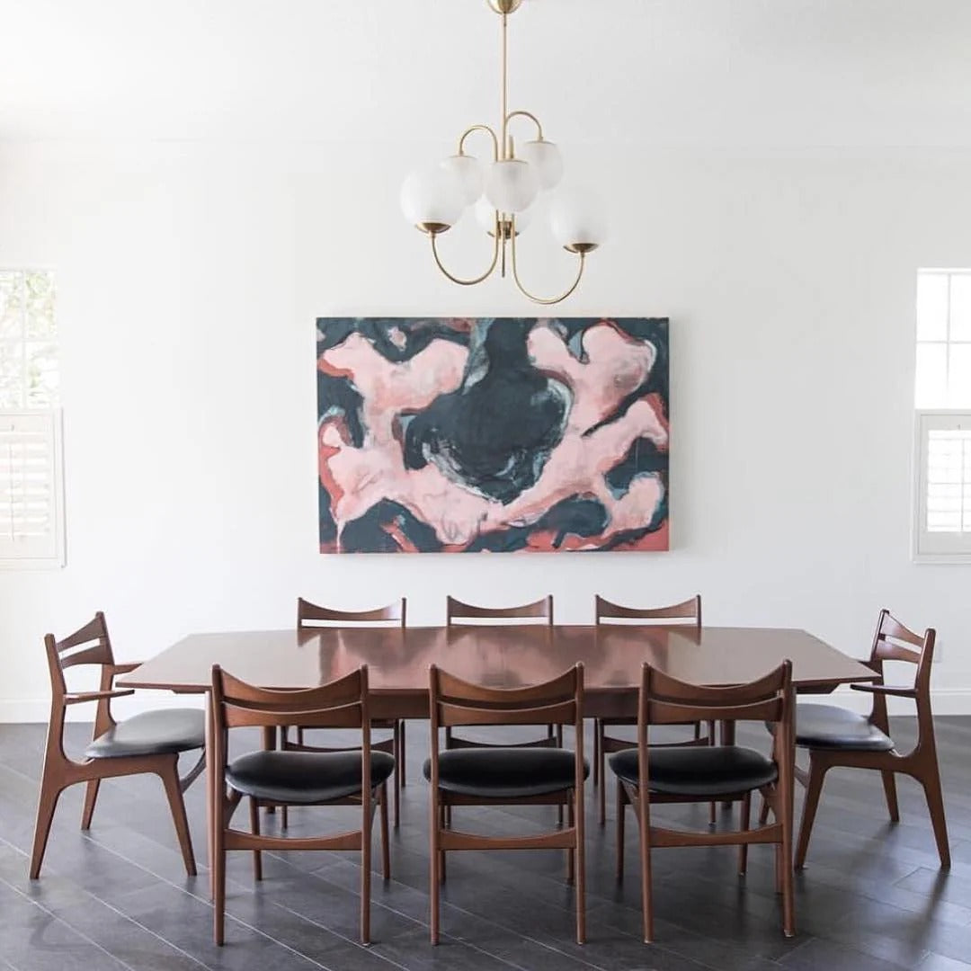 Art Deco Chandelier with Arched Spherical Shades