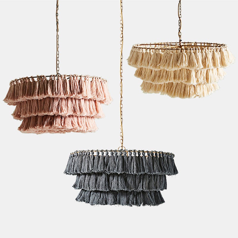 Boho Tiered Chandelier Featuring Layered Fringe