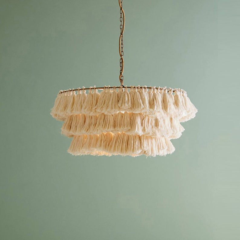 Boho Tiered Chandelier Featuring Layered Fringe