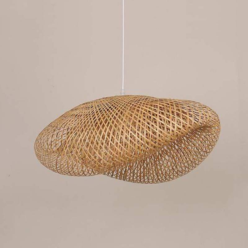 Boho Bamboo Pendant Light – Handwoven Rattan Design