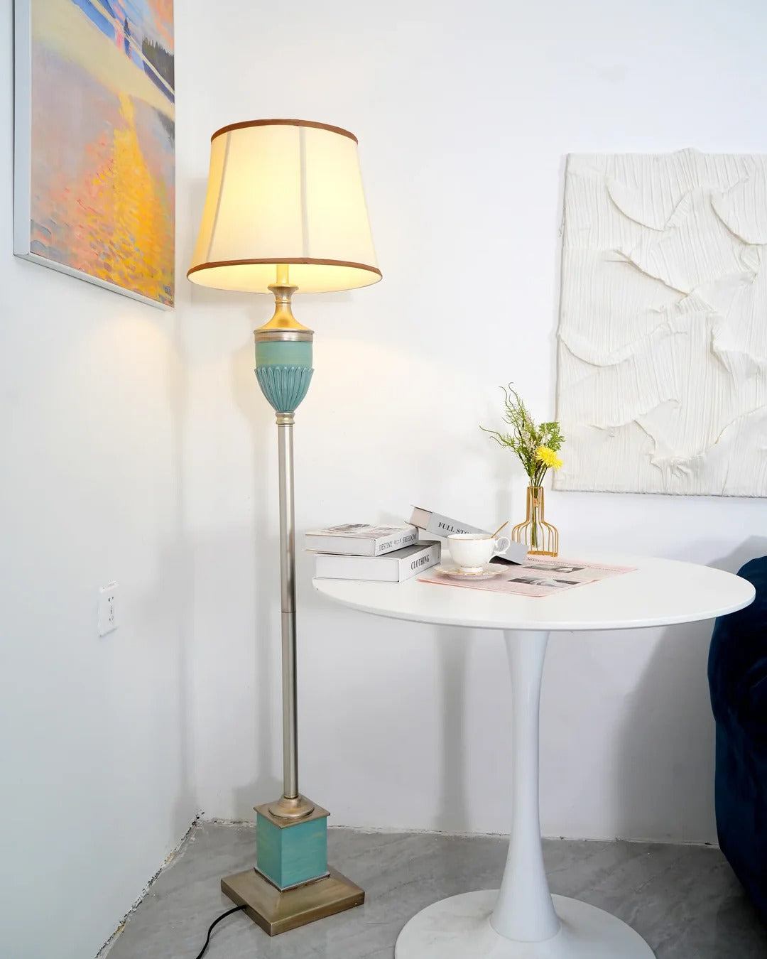 Traditional Floor Lamp with Slender Conical Shade