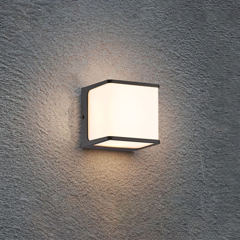 Contemporary Outdoor LED Wall Light – Black, Sensor or Steady, Multiple Sizes