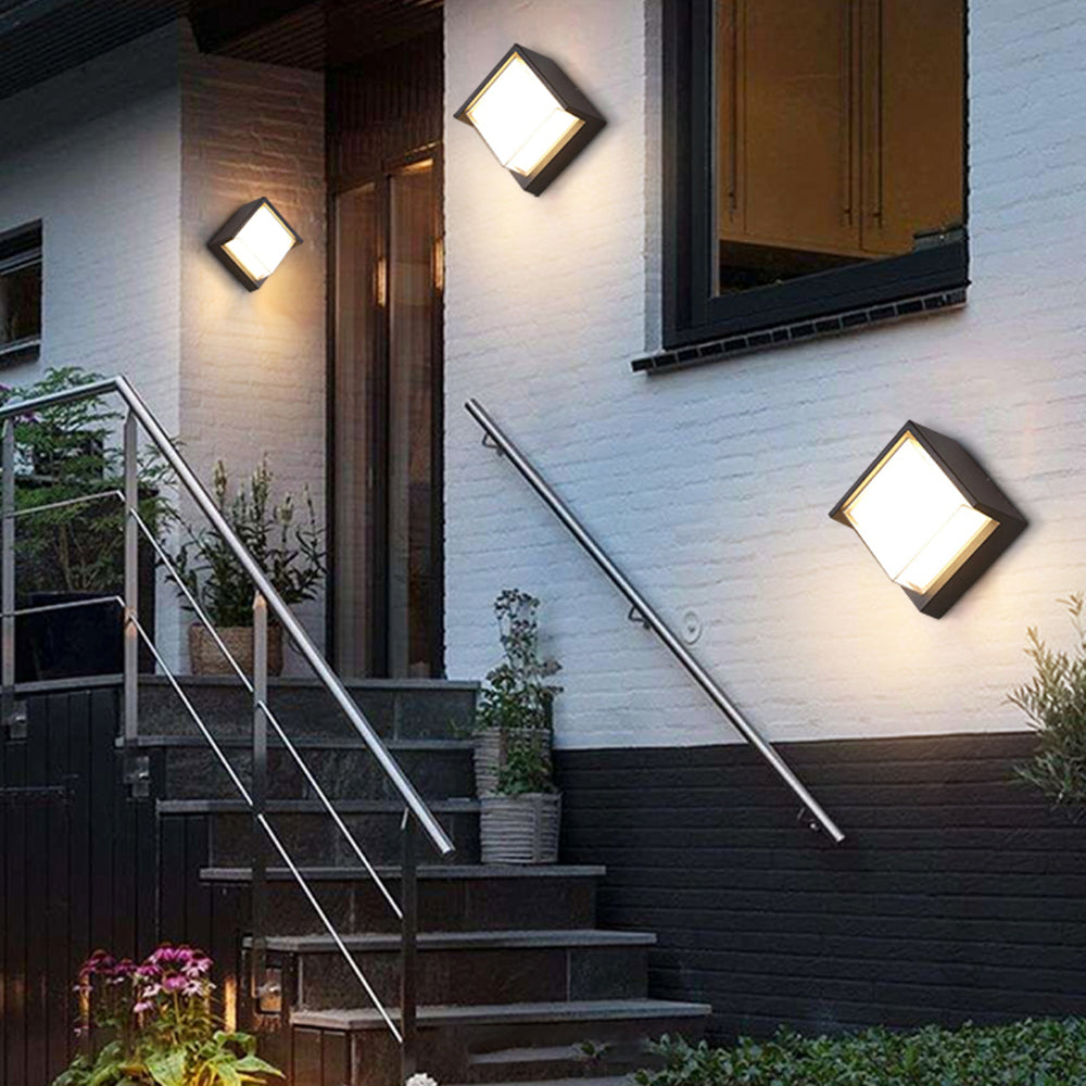 Contemporary Outdoor LED Wall Light – Square Shape, Black