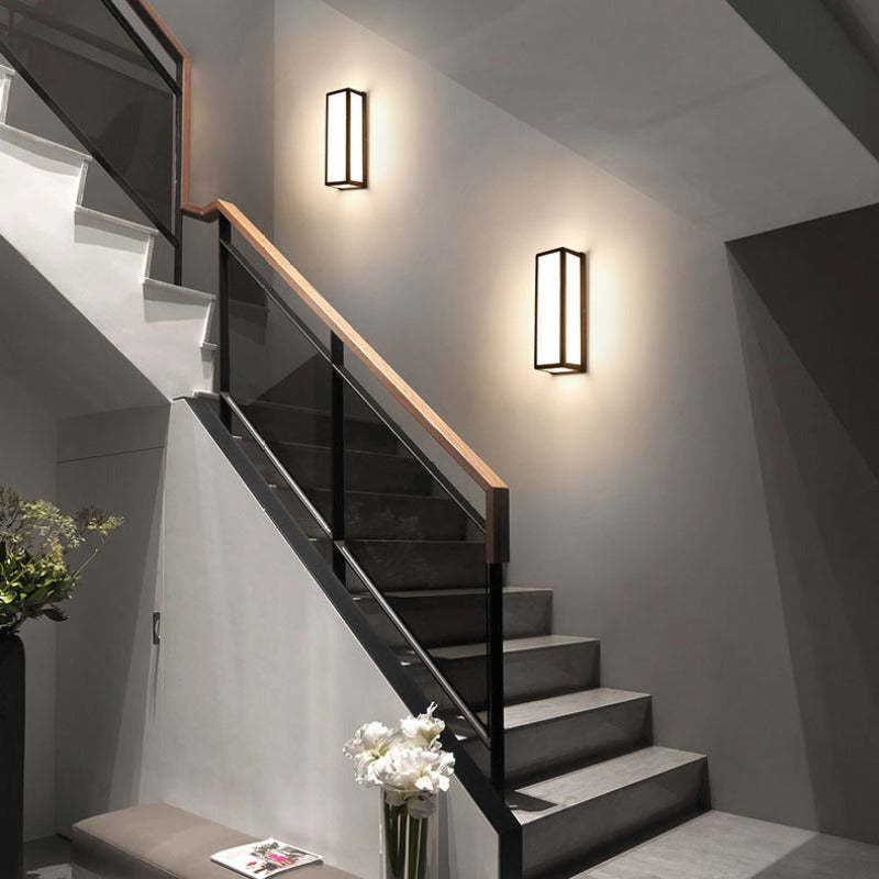 Contemporary Outdoor Wall Sconce – Black, Waterproof, Warm LED Lighting