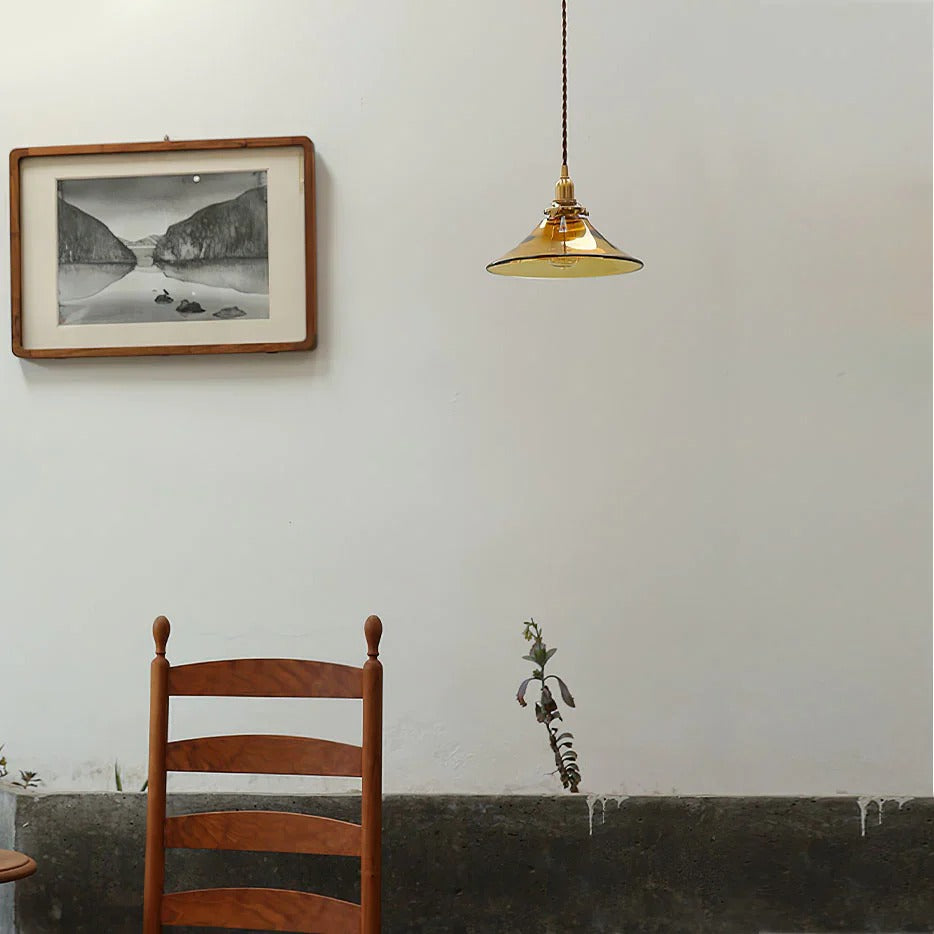 Pendant Light with Industrial Twisted Conical Shade