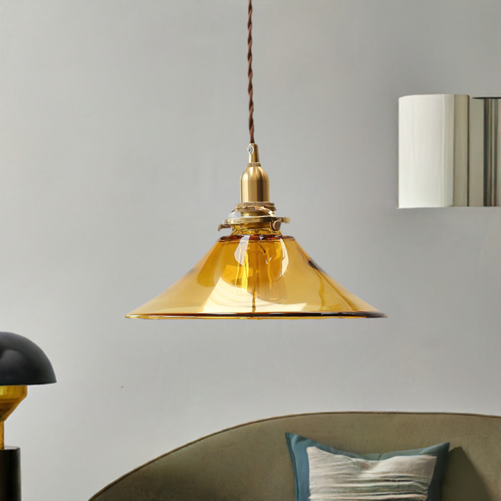 Pendant Light with Industrial Twisted Conical Shade