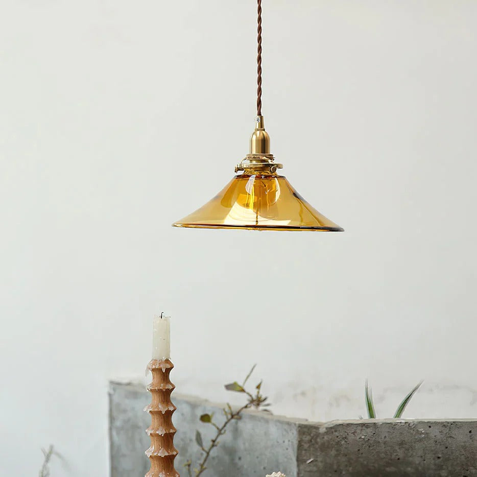 Pendant Light with Industrial Twisted Conical Shade