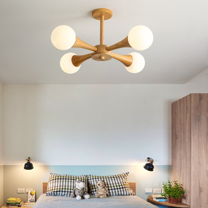 Mid-Century Semi-Flush Chandelier – Conical Spheres
