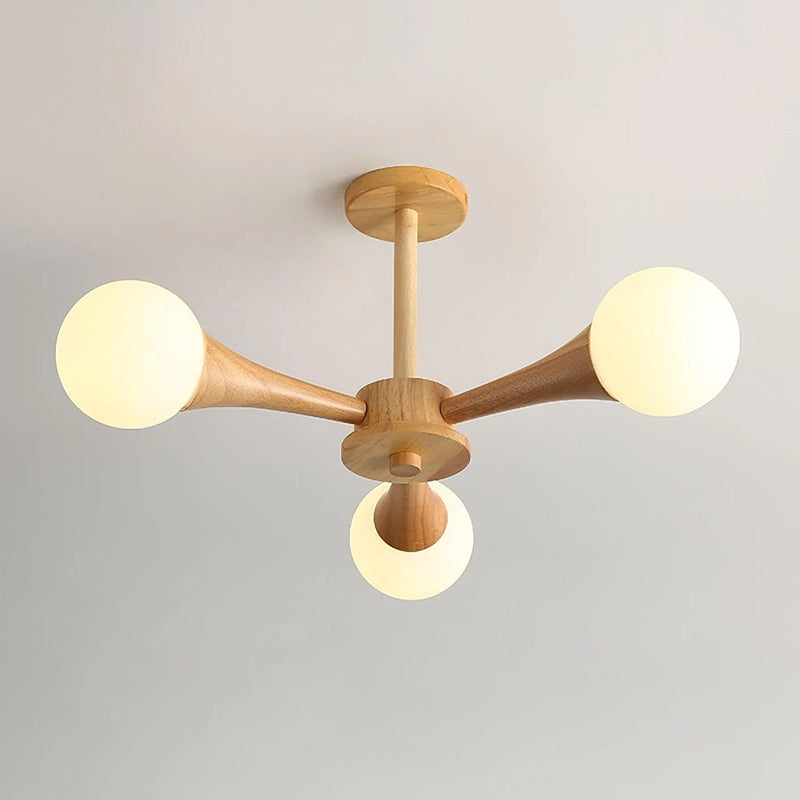 Mid-Century Semi-Flush Chandelier – Conical Spheres