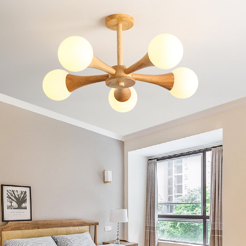 Mid-Century Semi-Flush Chandelier – Conical Spheres