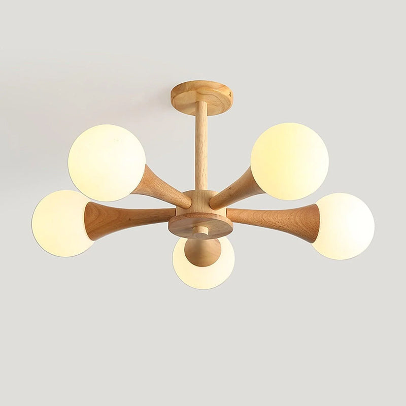 Mid-Century Semi-Flush Chandelier – Conical Spheres