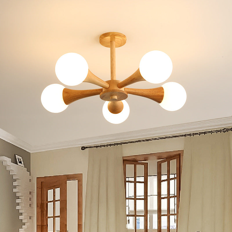 Mid-Century Semi-Flush Chandelier – Conical Spheres
