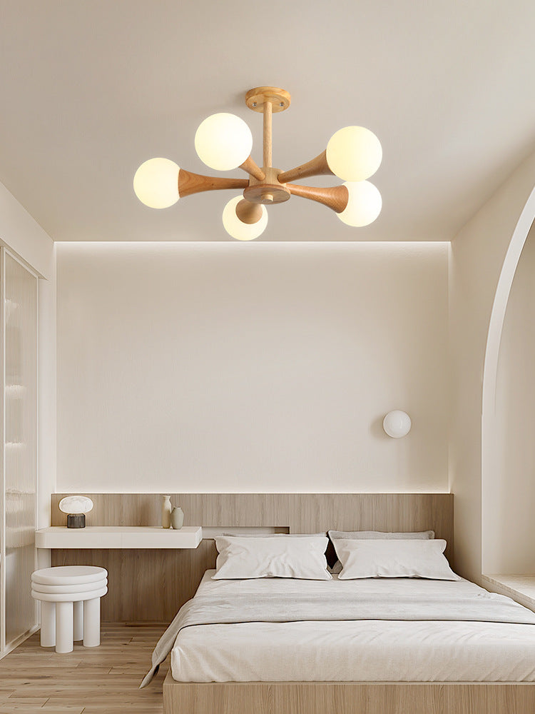 Mid-Century Semi-Flush Chandelier – Conical Spheres