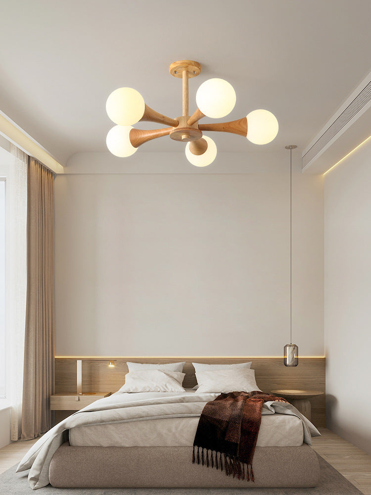 Mid-Century Semi-Flush Chandelier – Conical Spheres