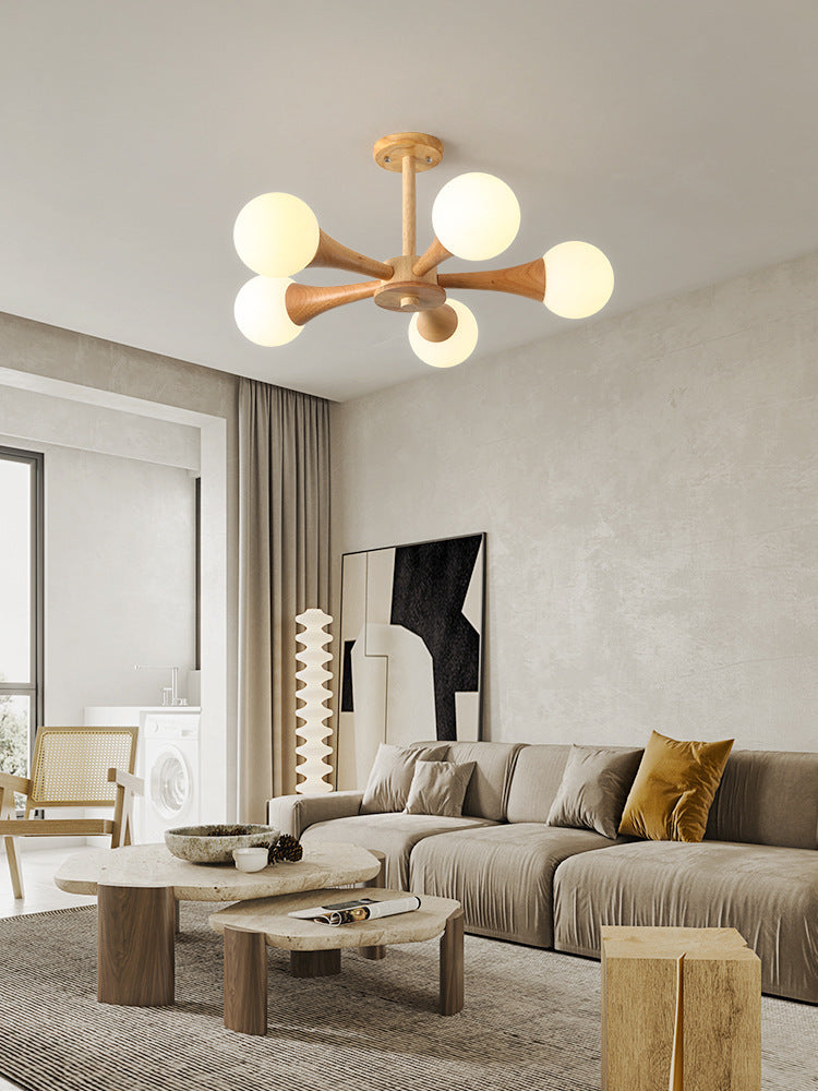 Mid-Century Semi-Flush Chandelier – Conical Spheres