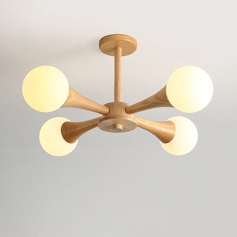 Mid-Century Semi-Flush Chandelier – Conical Spheres