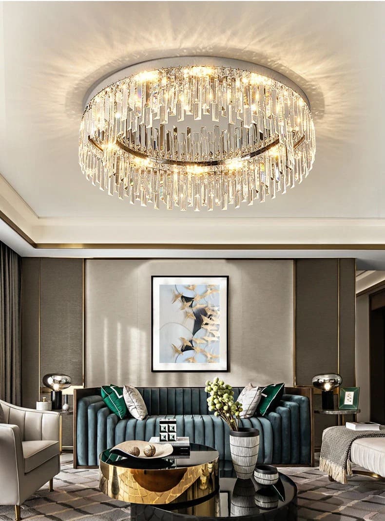 Flush Mount Art Deco Rectangular-Crystals LED Light