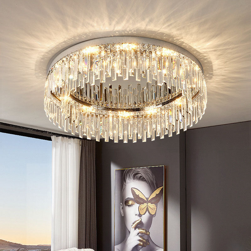 Flush Mount Art Deco Rectangular-Crystals LED Light